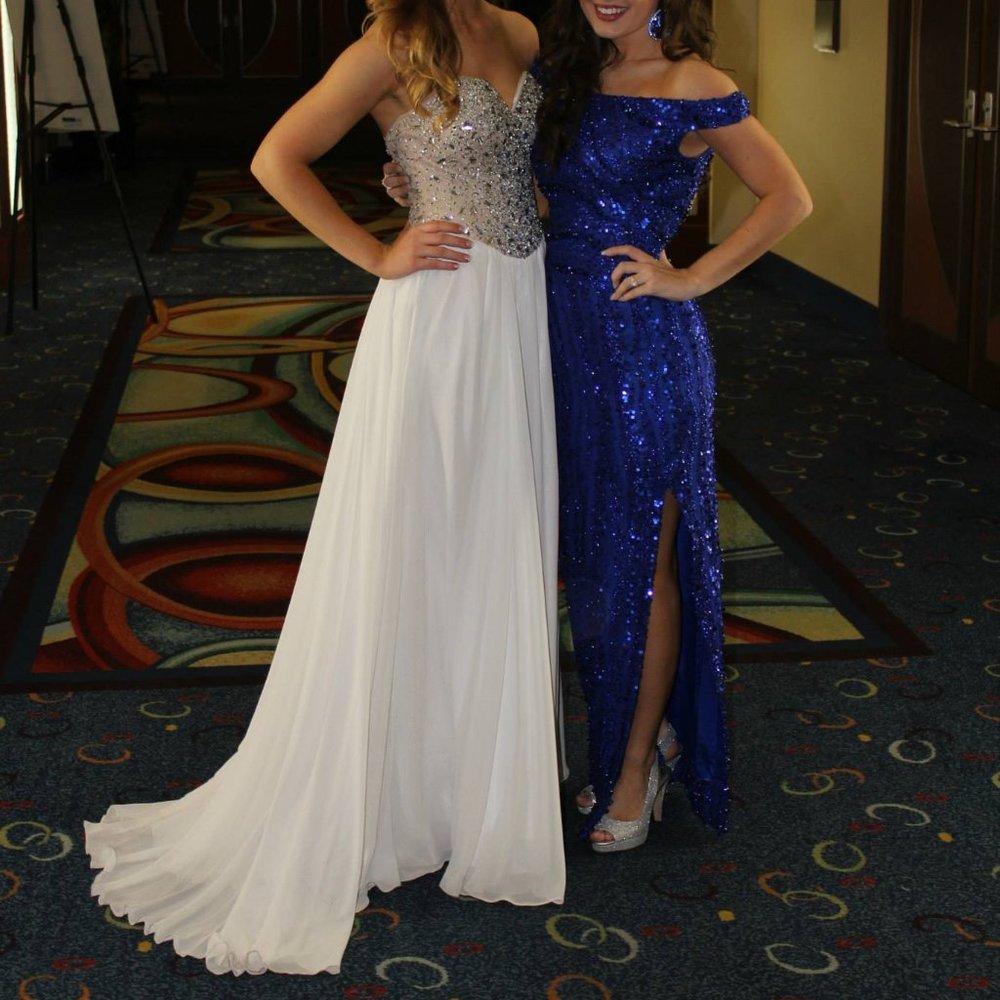 White Beaded Chiffon Gown